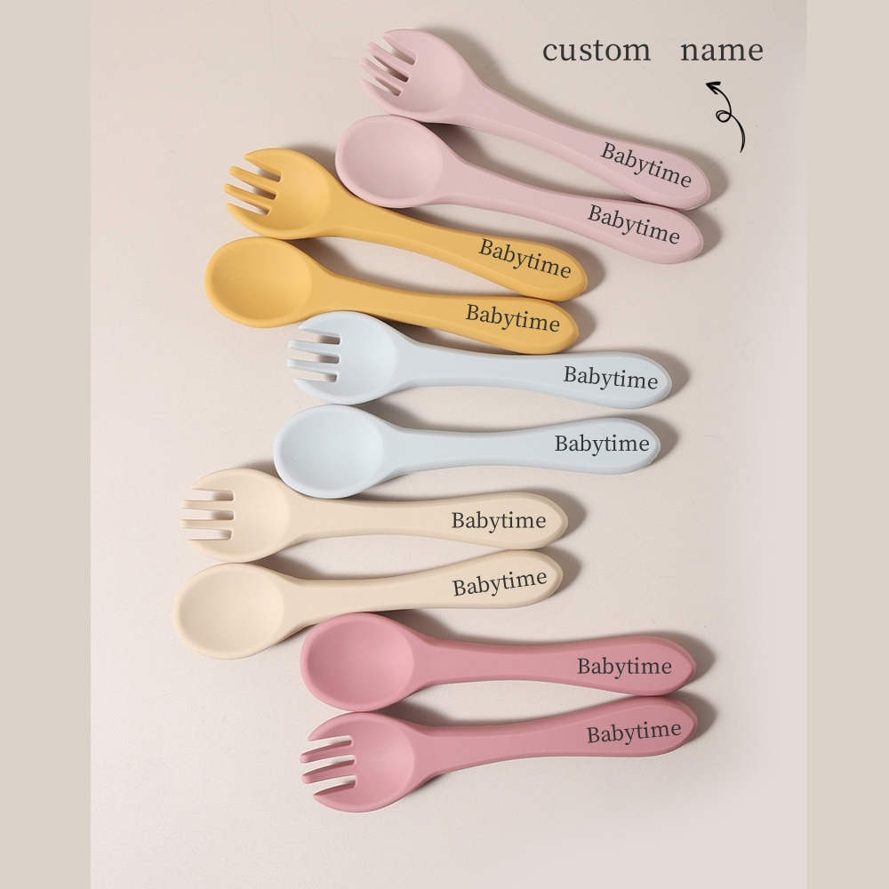Baby Kitchen Food - Custom Name 1 Pair Silicone Spoon
